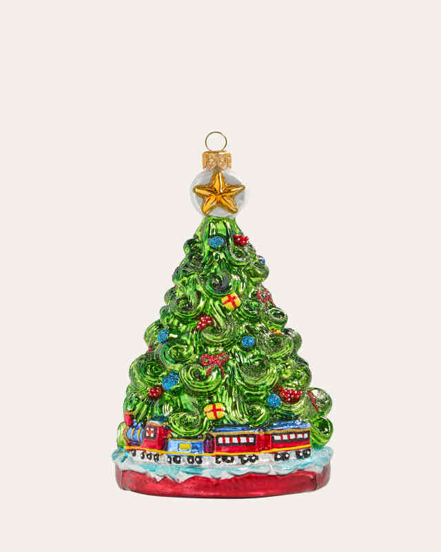 Christmas Tree with Toy Train Ornament